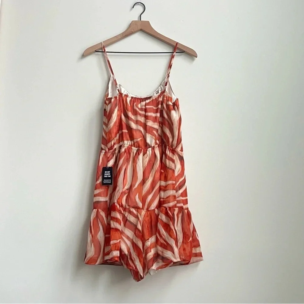NWT Express  Scoop Neck Tie Waist Romper Small Abstract Art Animal Print Flowy